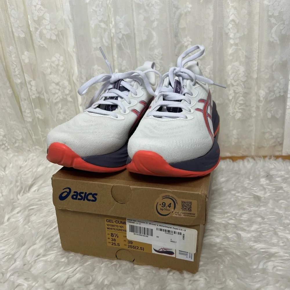 ASICS Gel-Cumulus (27) SZ: (8.5) White,Grayish,Purple, Coral, Shoes Tried-On NIB - Picture 7 of 9